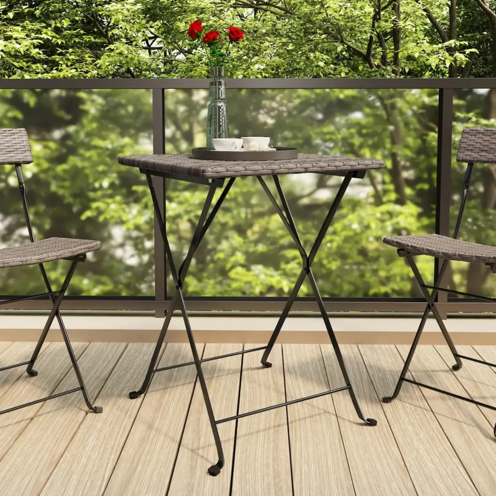 vidaXL Skladací bistro stôl sivý 55x54x71 cm polyratan