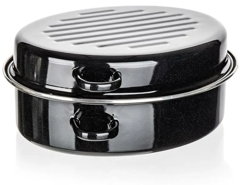 Banquet 2-dielny oválny smaltovaný pekáč CULINARIA Black, 38 cm