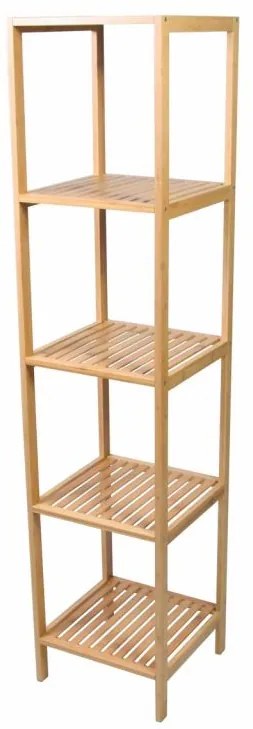 Bambusový regál, 5 políc, štvorcový