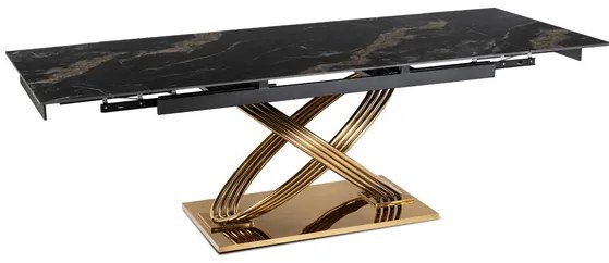 Rozkladací stôl RONNY 160–240 cm Čierny mramor / Zlatá