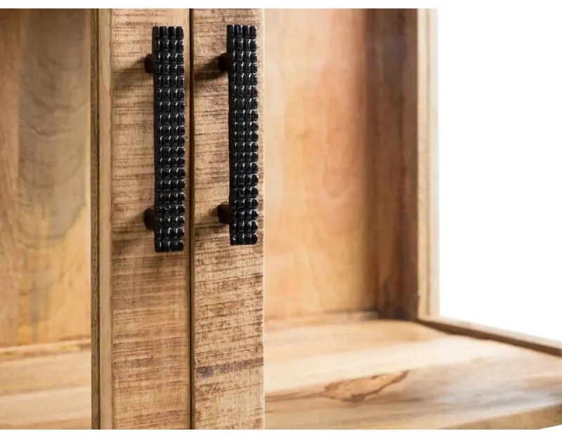furniture-nabytek.cz - Masívna vitrína z mangového dreva, lakovaná, hnedá – 100×42×180 cm