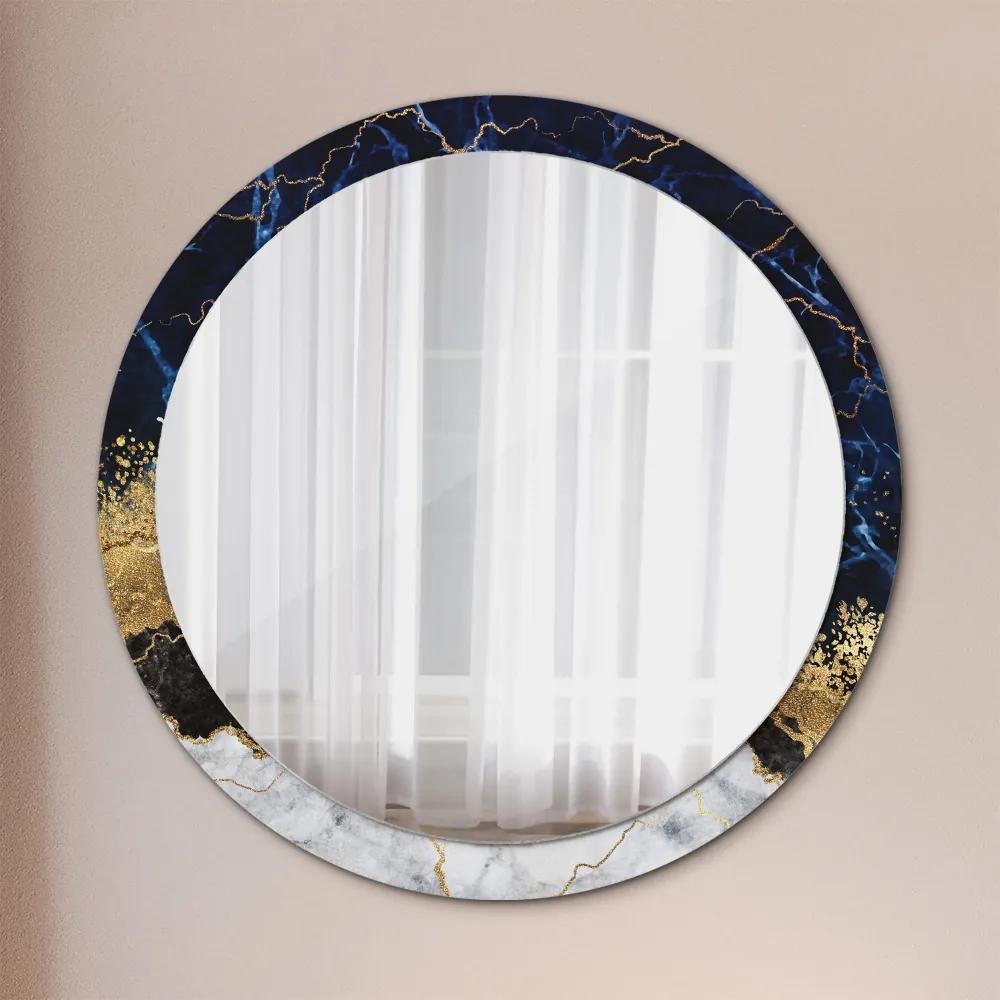 Okrúhle ozdobné zrkadlo Modrý mramor fi 100 cm
