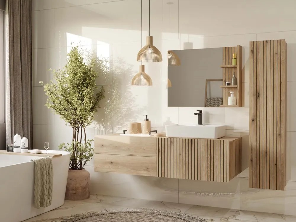 Závěsná koupelnová skříňka Ryfo 31 cm dub evoke