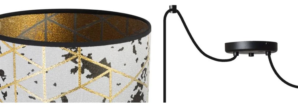 Závesné svietidlo Werona Spider 5, 2x sivé textilné tienidlo so vzorom, g