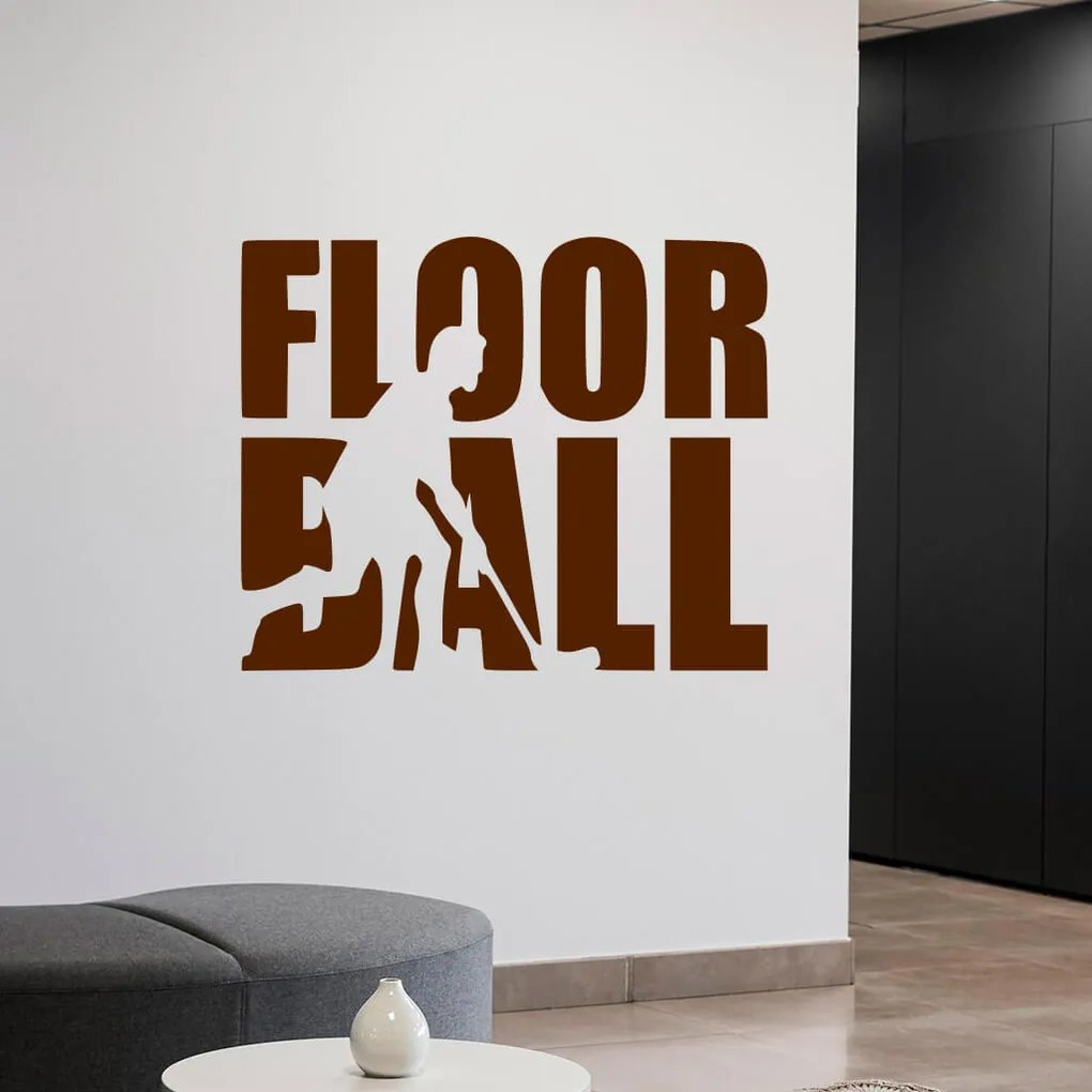 Veselá Stena Samolepka Nápis Floorball Farba: fialová, Veľkosť: 100 x 82 cm