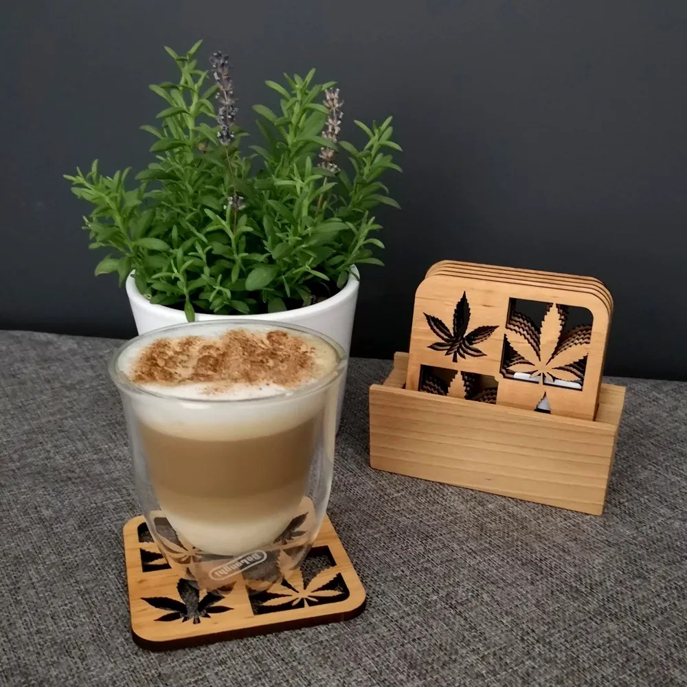 AMADEA Drevený stojan hranatý na podtácky, masívne drevo, rozmer 12 cm