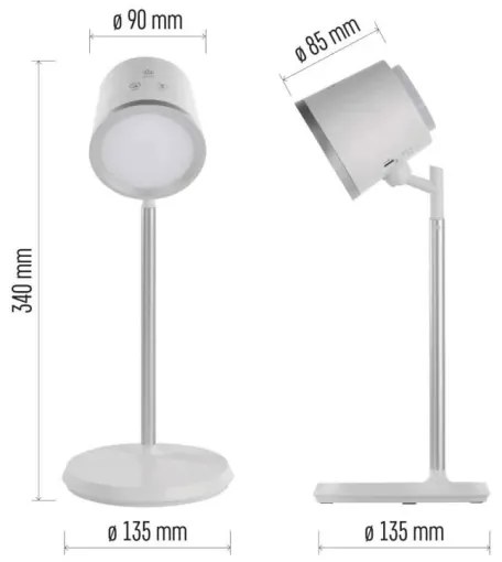 LED Stmievateľná nabíjacia stolná lampa 4v1 LED/6W/3,7V 3000K/4000K/6500K biela