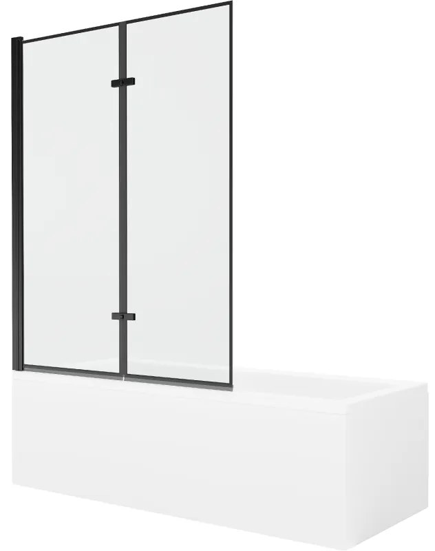 Mexen Cubik obdĺžniková vaňa 160 x 70 cm s obkladom a 2-krídlovou zástenou 120 cm, Čierny vzor - 550316070X9212027070