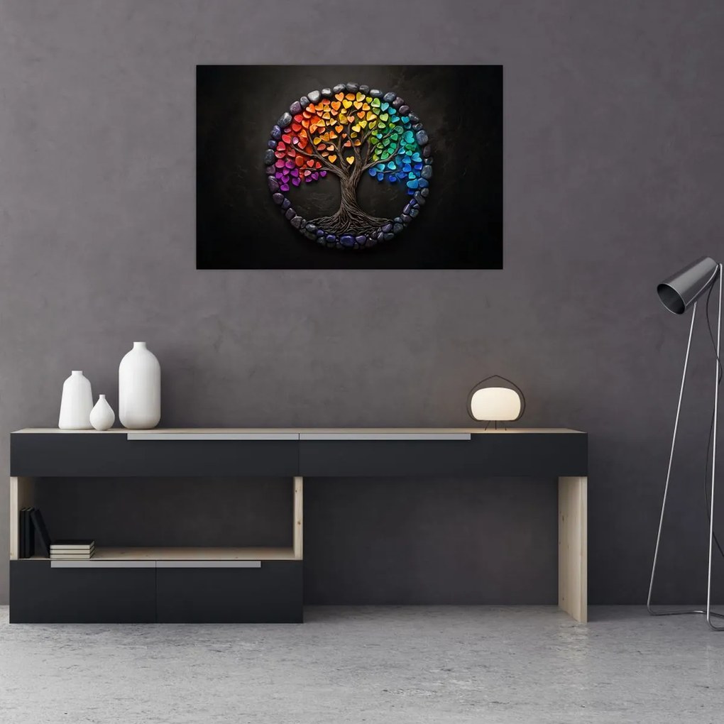 Obraz – Strom plný farebných sŕdc (90x60 cm)
