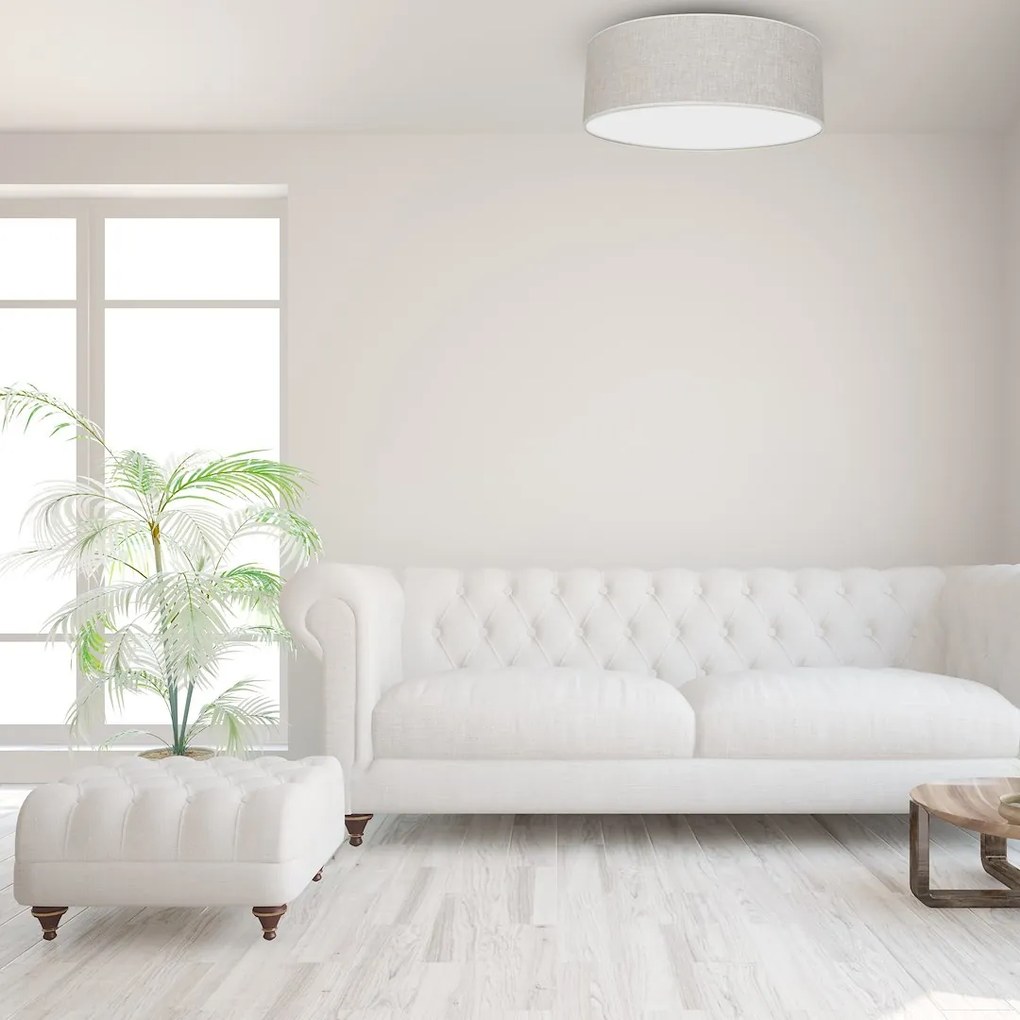 Stropné svietidlo Lino Round, 1x ľanové tienidlo, (biele plexisklo), (fi 50cm)