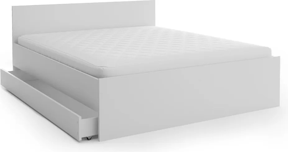 Posteľ ELISA 180 x 200 cm, biela Rošt: S lamelovým roštom, Matrac: Matrac DELUXE 10 cm