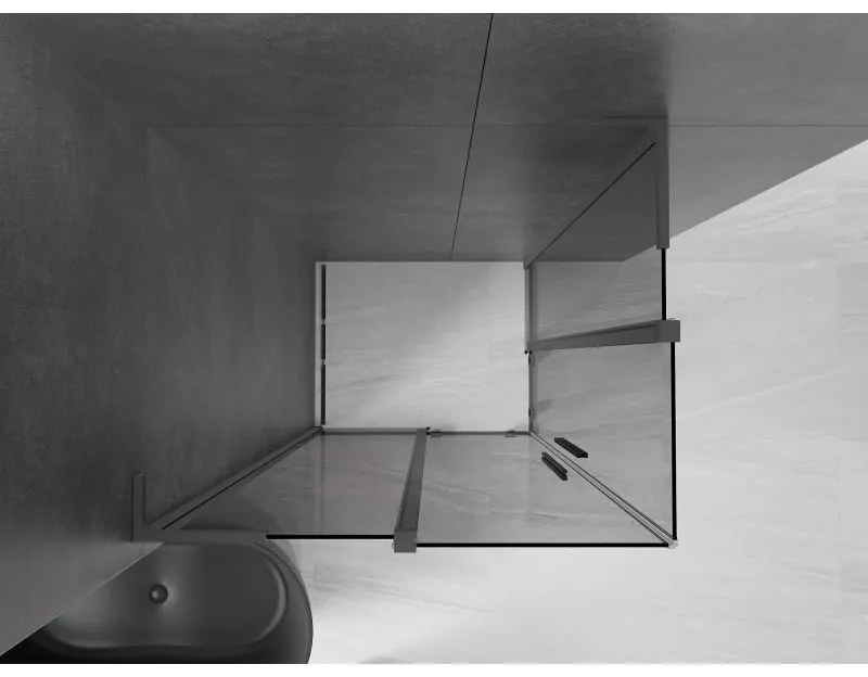 Mexen Velar L Duo, sprchový kút s posuvnými dverami 100 x 90 cm, 8mm šedé sklo, brúsený grafit, 871-100-090-02-43-95