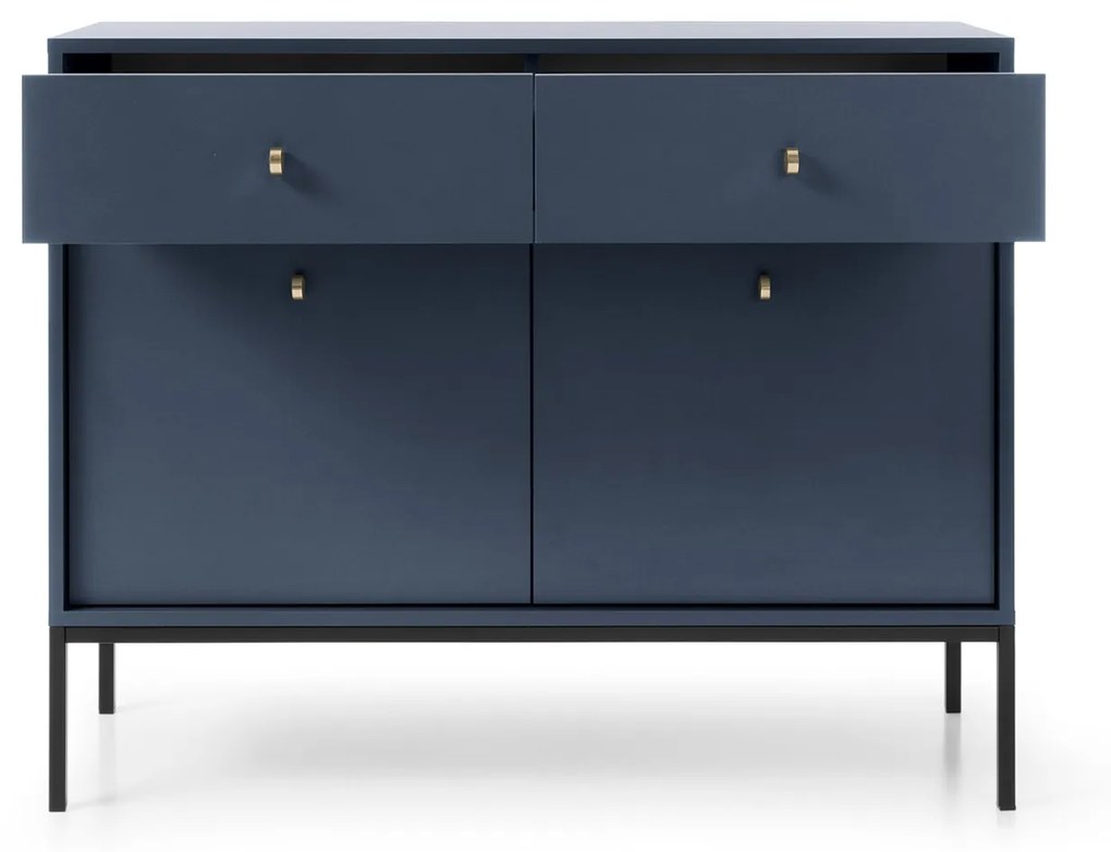 Komoda Mono II 104 cm so zásuvkami modrá/čierna