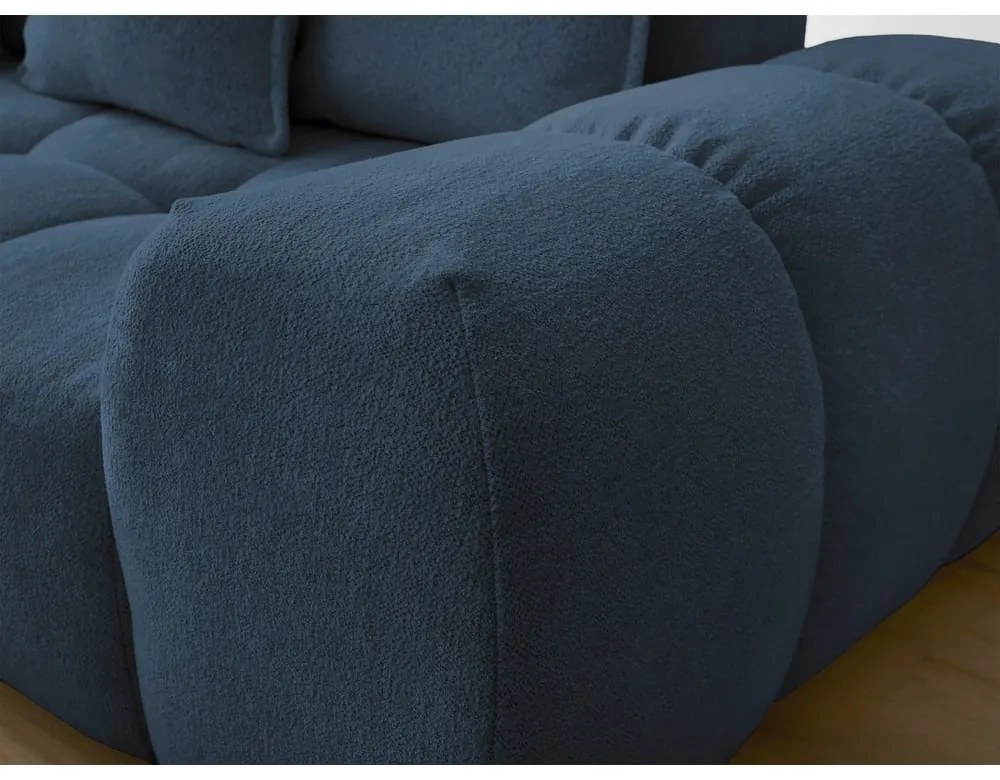 Tmavomodrá ženilková rozkladacia/s úložným priestorom rohová pohovka (ľavý roh/do L) Everest – Bobochic Paris