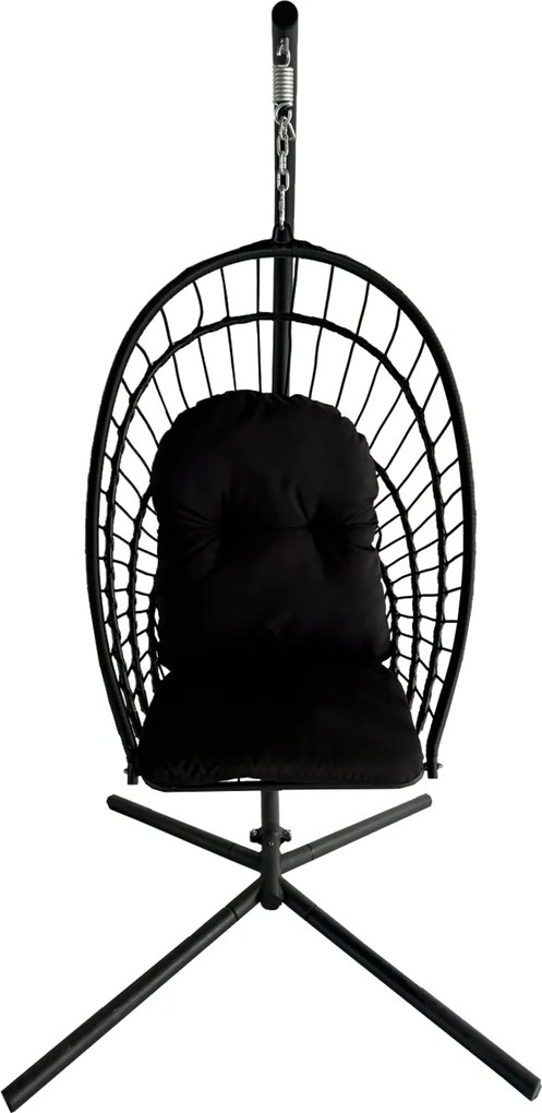 CH ERIS ČIERNA SKLADACIA ZÁVESNÁ STOLIČKA, VANKÚŠ – ČIERNY, RÁM – ČIERNY