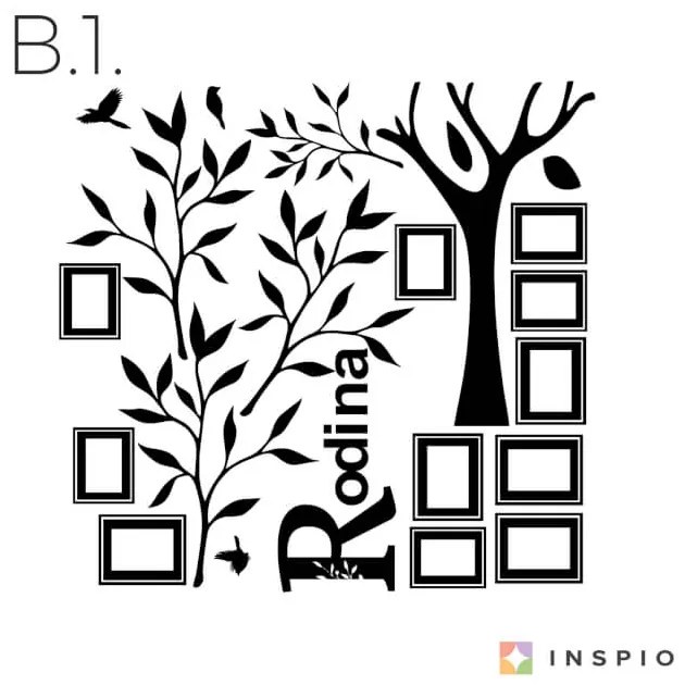 Nálepky na stenu do obývačky - Rodinný strom s rámčekmi