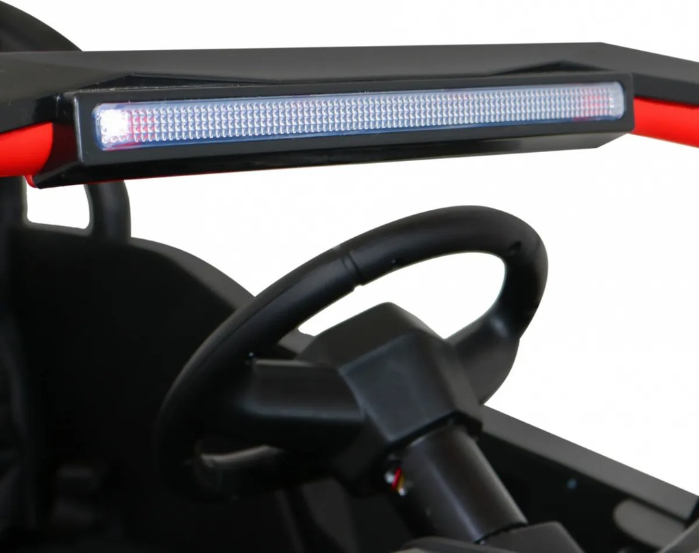 Ramiz Silná pretekárska štvorkolka pre 2 deti Červená + Bezkartáčový motor + Nafukovacie kolesá + LED zvuk