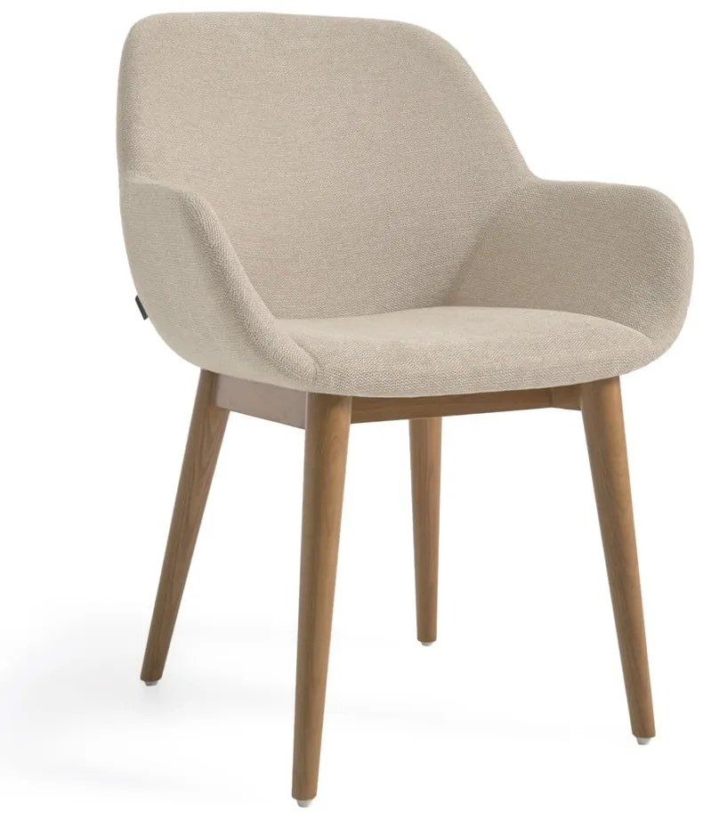 Béžové čalúnené jedálenské kreslo s podrúčkami Konna – Kave Home