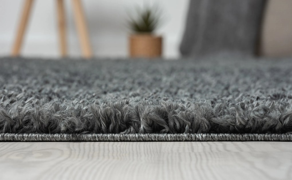 My Flair, Kusový koberec My Shaggy dunkelgrau, 120x180, šedá, chodba / predsieň