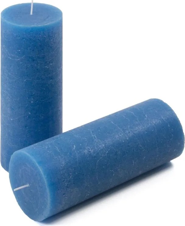 Modrá parafínová sviečka rustikálna 20 cm, 90 h, sada 2 ks