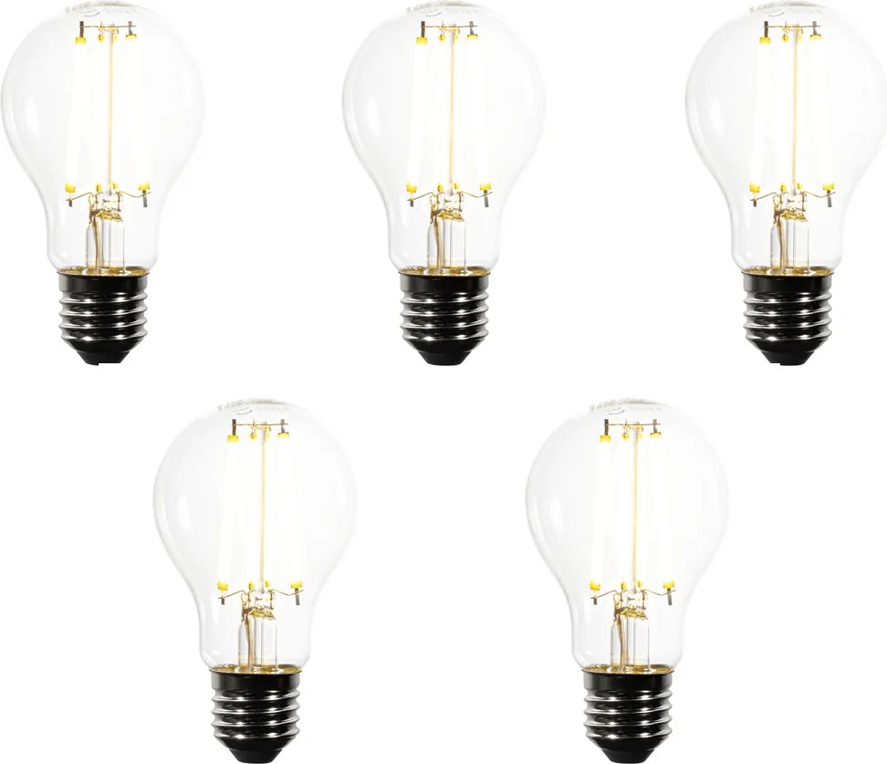 Sada 5 stmievateľných LED žiaroviek E27 A60 čírych 7,2W 1521lm 3000K