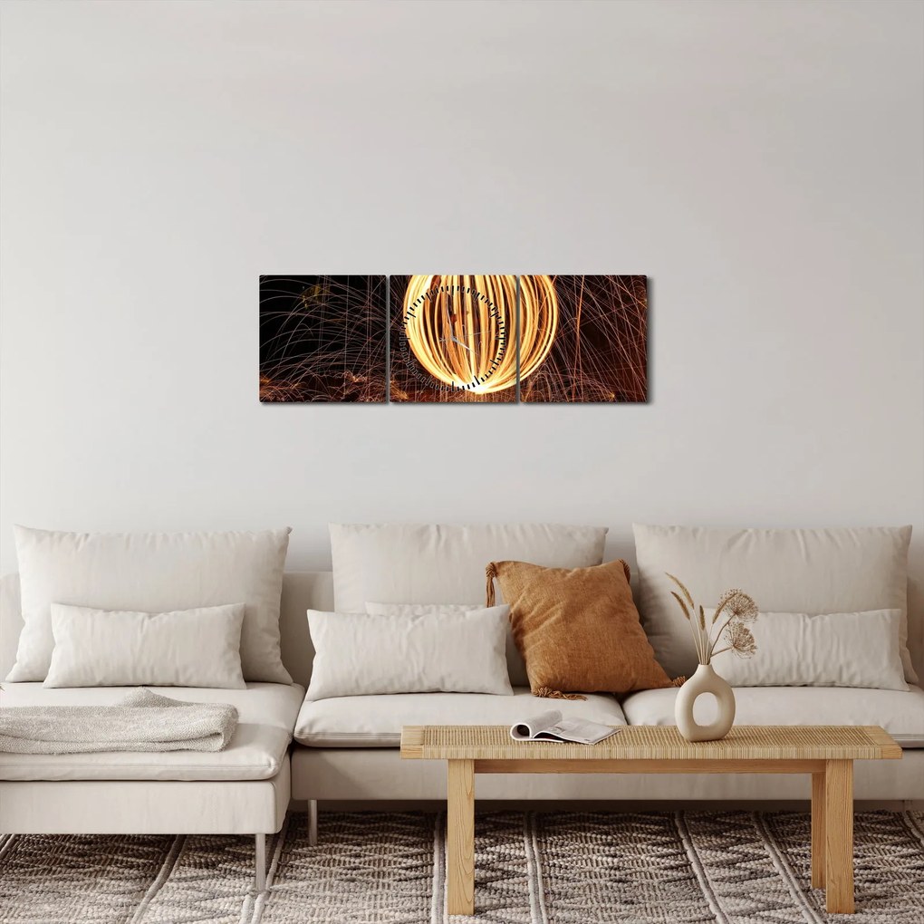 Obraz svetelnej gule (s hodinami) (90x30 cm)