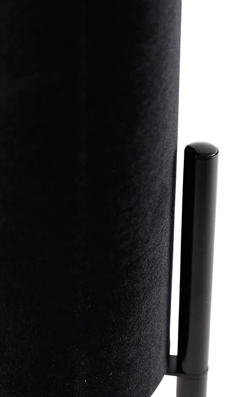 Moderná stolná lampa čierna s čiernym zamatovým tienidlom - Rich