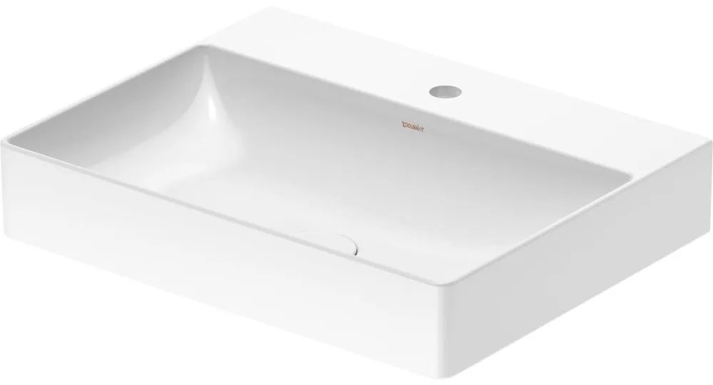 DURAVIT DuraSquare umývadlo do nábytku s otvorom, bez prepadu, 600 x 470 mm, biela, s povrchom WonderGliss, 23536000411