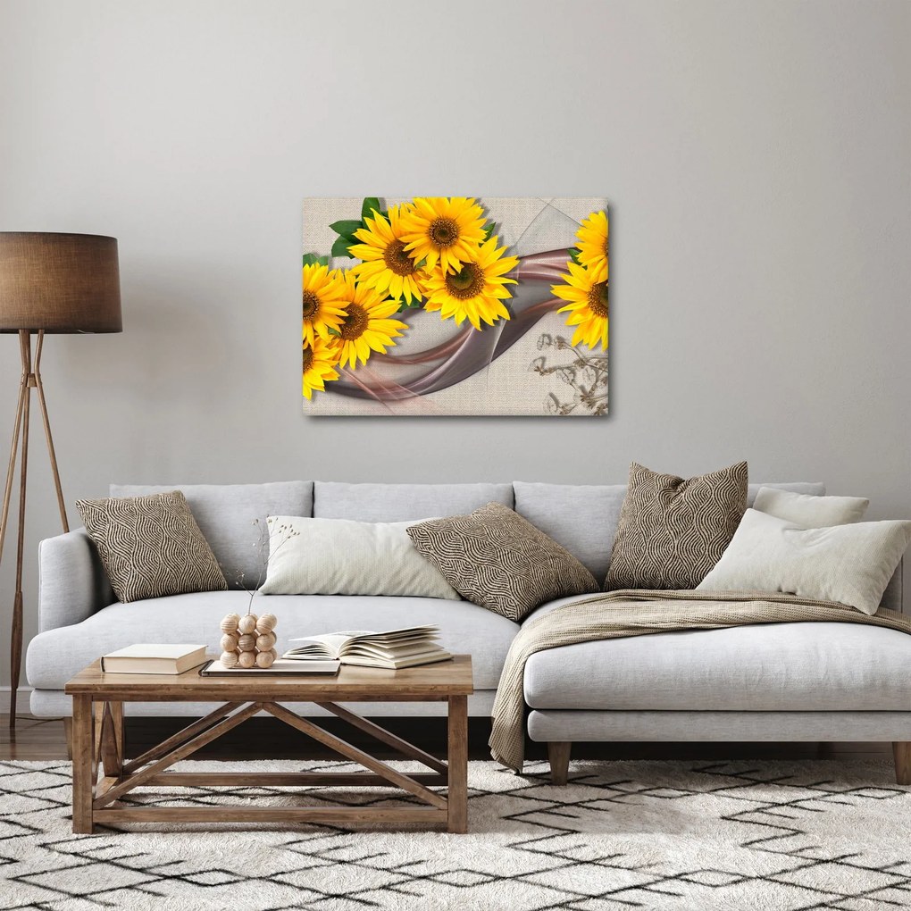 Obraz - Žiariace kvety slnečníc (70x50 cm)