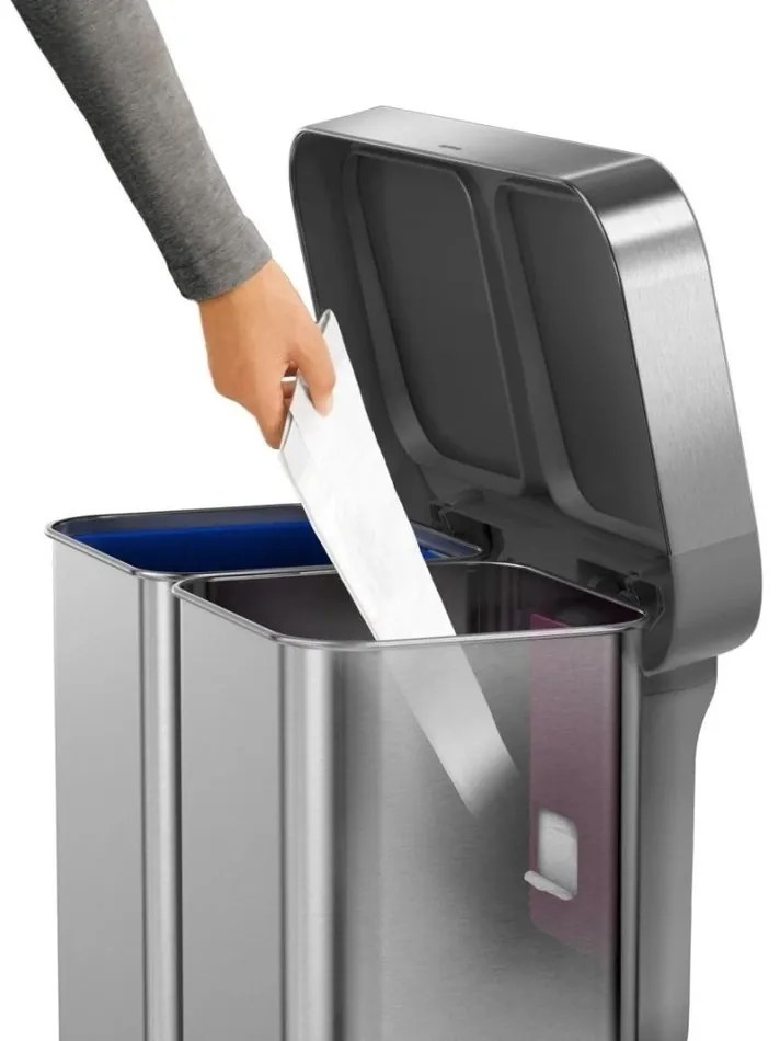 Simplehuman Pedálový odpadkový kôš na triedený odpad, 58 l, kefovaná oceľ, FPP