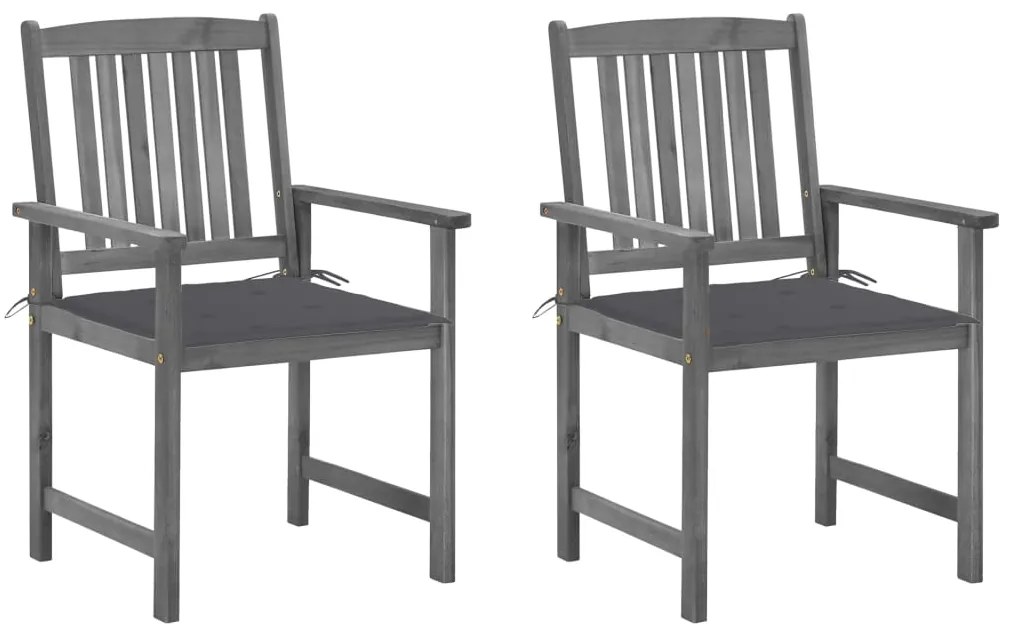 Záhradné stoličky s podložkami 2 ks, sivé, akáciový masív 3061221