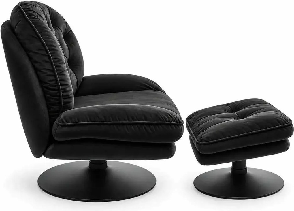 LuxuryForm DESIGN Otočné kreslo LUNA s podnožkou - čierne