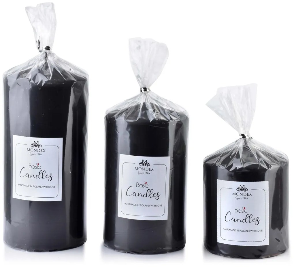Mondex Malá sviečka Classic Candles 10 cm čierna