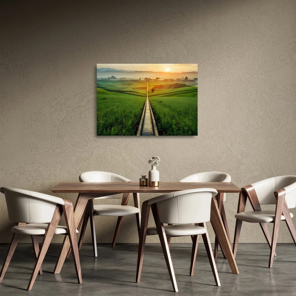 Sklenený obraz - Východ slnka nad údolím (70x50 cm)