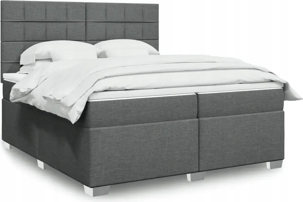 vidaXL Boxspring posteľ s matracom tmavosivá 200x200 cm látka