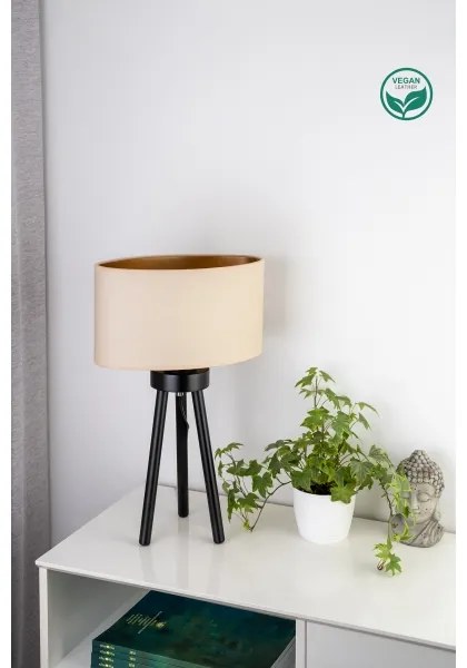 Duolla - Stolná lampa OVAL VEGAN 1xE27/15W/230V pr. 30 cm krémová