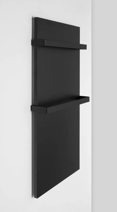 Sapho Sapho, ENIS kúpeľňový sálavý vykurovací panel 600W, 590x1200 mm, držiaky uterákov, IP44, čierna matná, RH600B-2