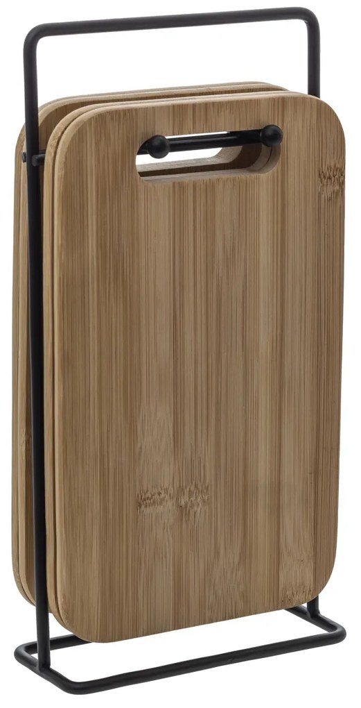 Doska na krájanie so stojanom Set, bambus, sada 4ks, 22x14 cm