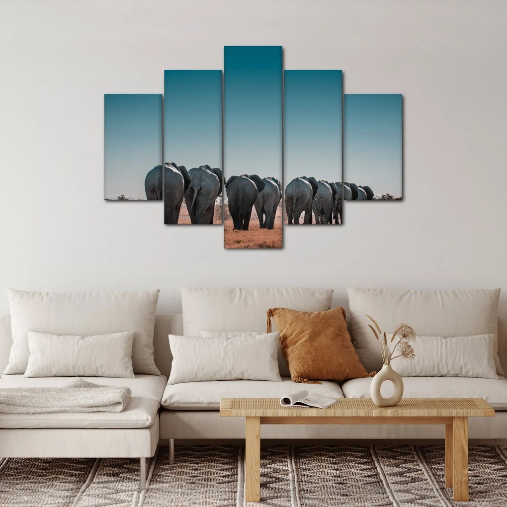 Obraz - Odchod slonov (150x105 cm)