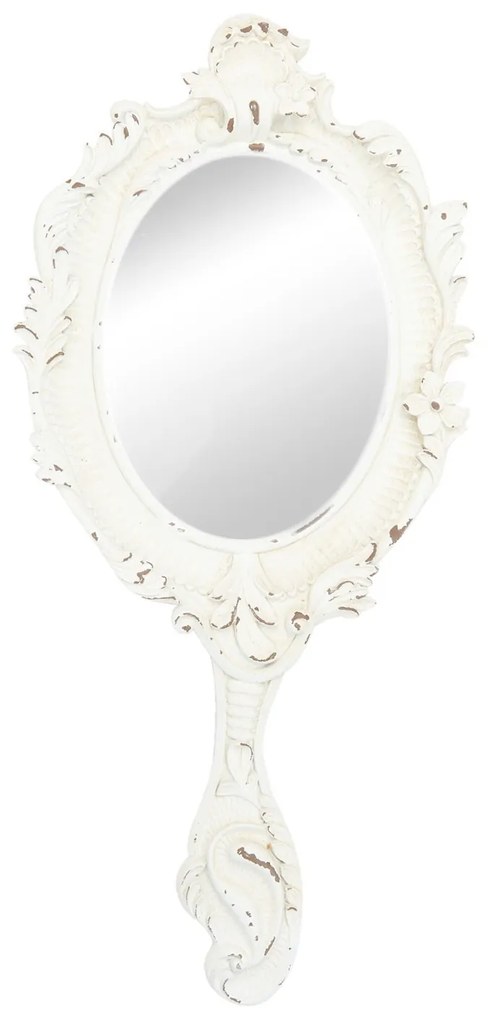 Nástenné príručný zrkadlo biele s patinou - 21 * 2 * 49 cm