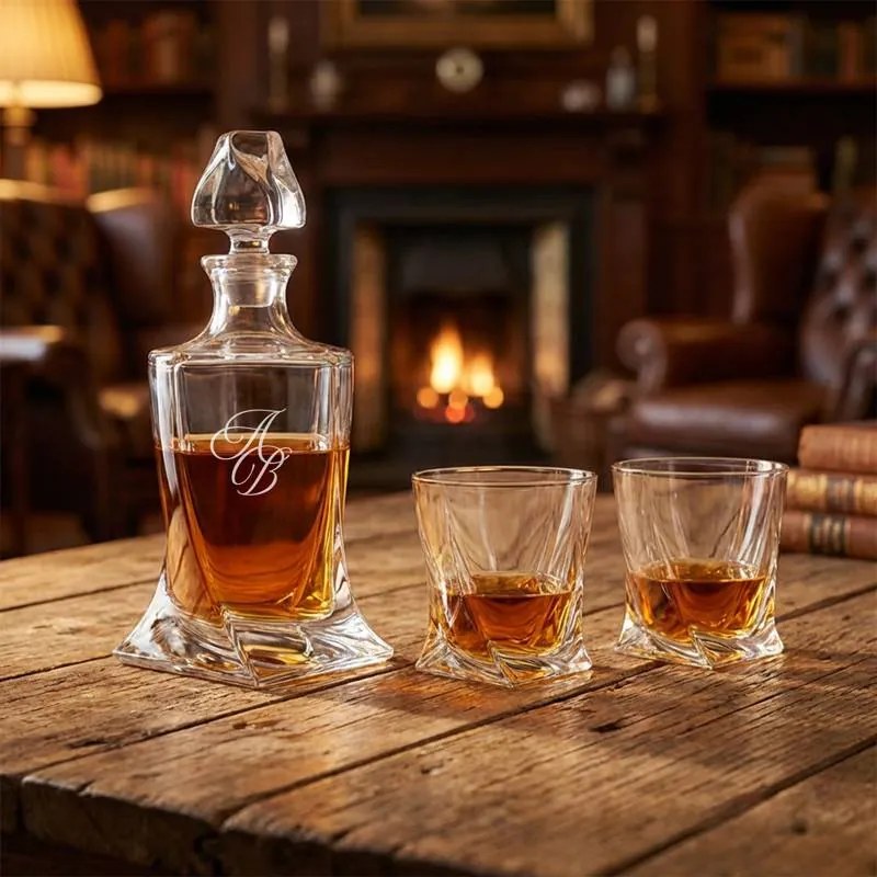 Pieskovaný whisky set Hermés (1+2)