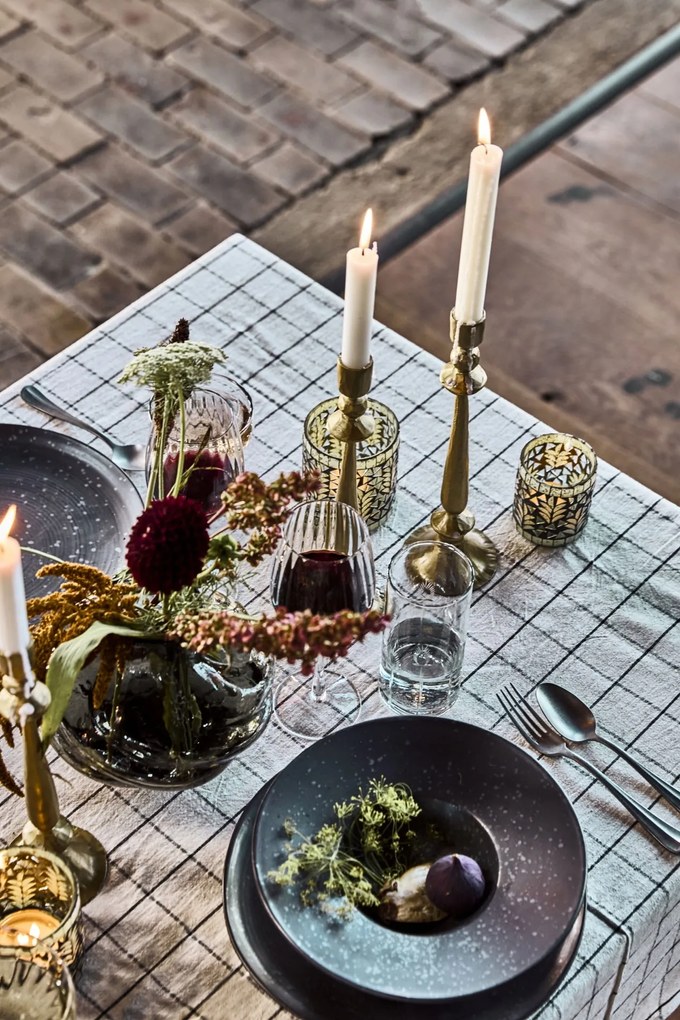 House Doctor Bavlnený obrus Join Black/Off-white 150 × 150 cm