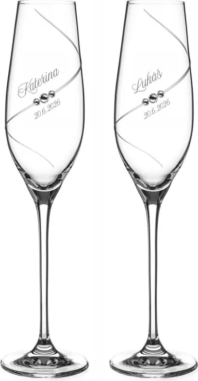 Svadobné poháre na sekt Diamante Silhouette s kryštálmi Swarovski 2 ks