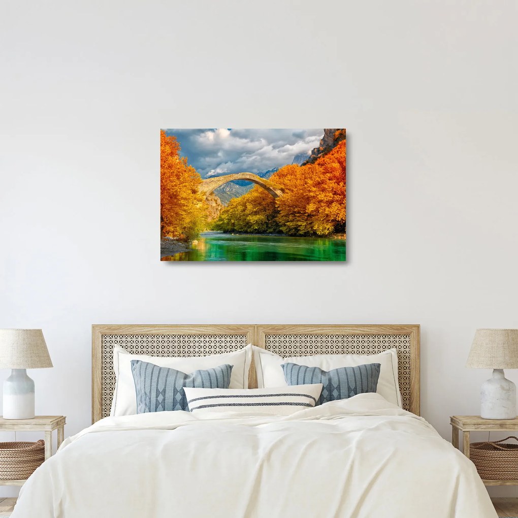 Sklenený obraz - Konitsa most (70x50 cm)
