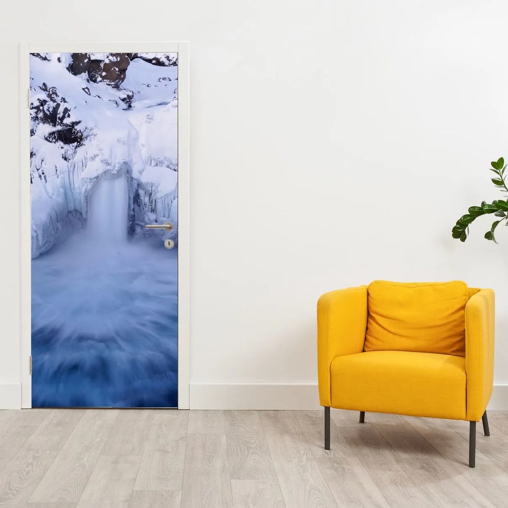 Fototapeta na dvere - Vodopády v zime (95x205cm)
