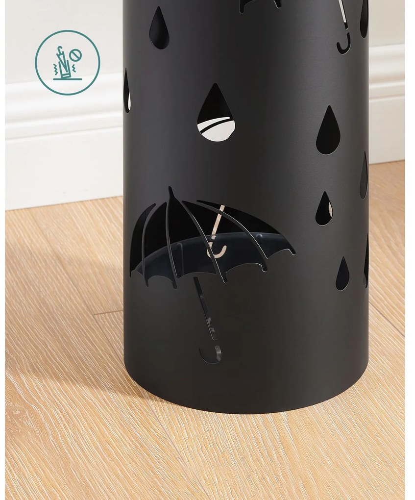 Kovový stojan na dáždniky ANABEL, 17x41cm, čierna SongmicsHome