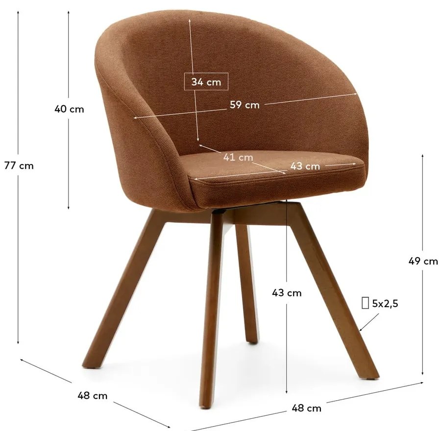 Hnedé čalúnené jedálenské kreslo Marvin – Kave Home