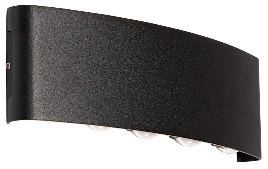 Vonkajšia nástenná lampa čierna vrátane LED 10-svetlo IP54 - Silly