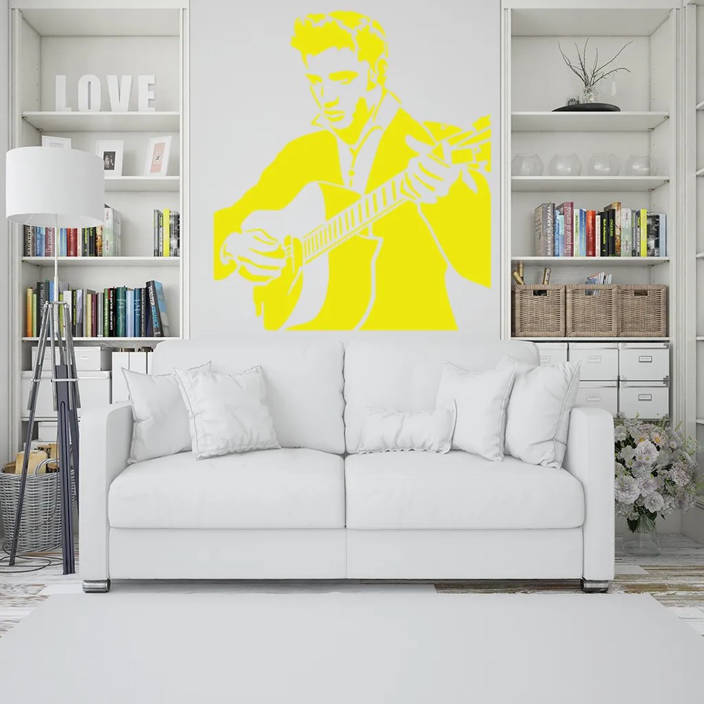 Veselá Stena Samolepka Elvis Presley Farba: oranžová, Veľkosť: 40 x 38 cm