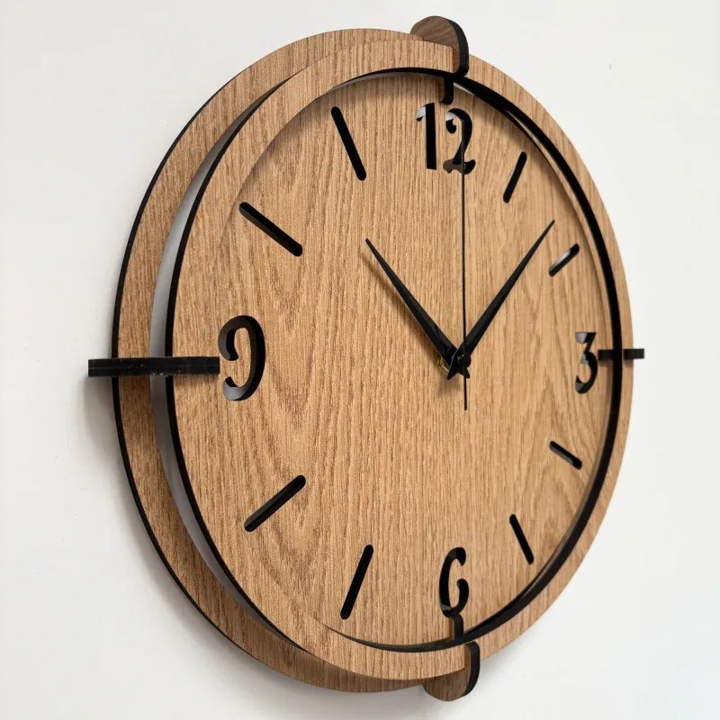 3D Nástenné hodiny Zlatý dub, tiché, moderné | SENTOP HDF0601-OAK
